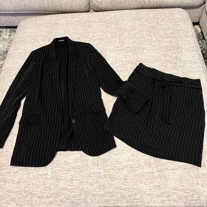 Black Pinstripe Skirt Suit